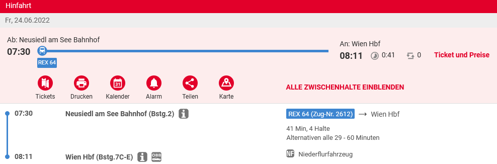 Fahrplan Neusiedl Wien